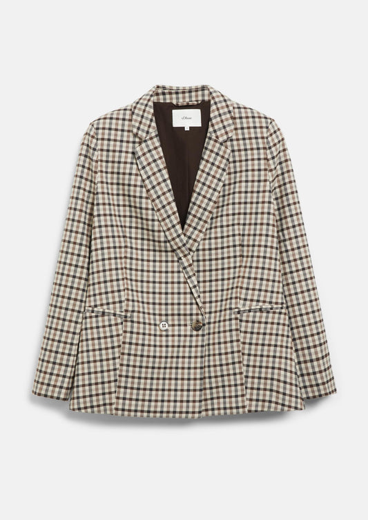 s.Oliver - Lässiger Check Blazer - Farbe: Beige