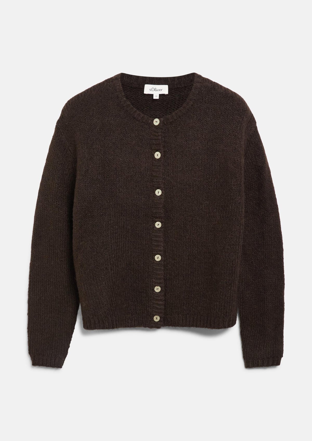 s.Oliver - Weiche Strickjacke aus Alpakamix - Farbe: Dunkelbraun