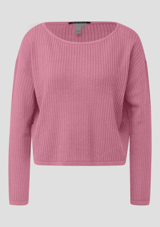 QS - Boxy Strickpullover in Ajouroptik - Farbe: Rosa