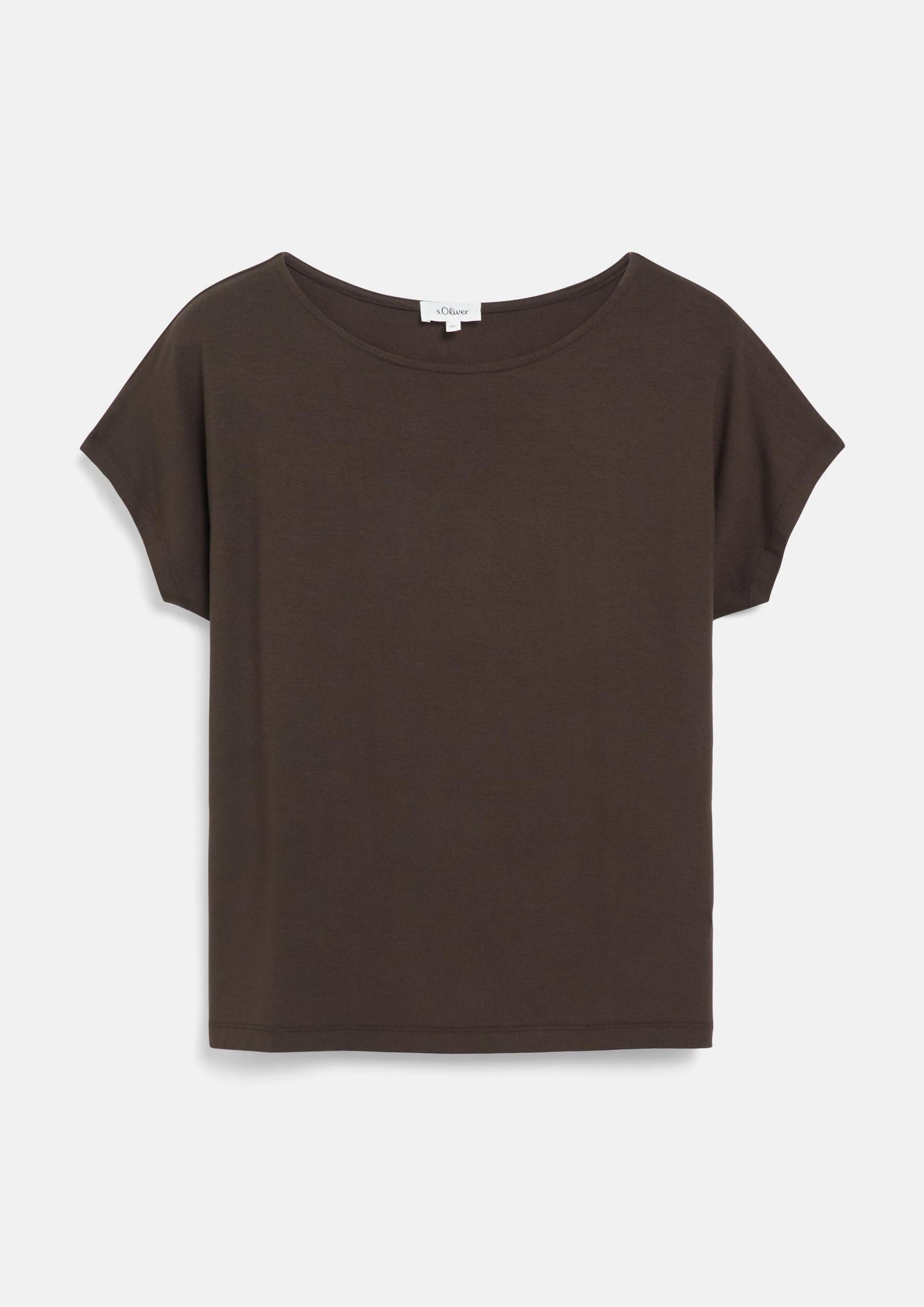 s.Oliver - Fließendes Jersey-Shirt mit überschnittenen Schultern - Farbe: Dunkelbraun