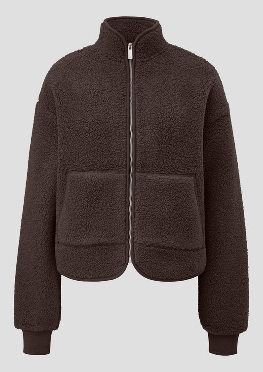 QS - Teddyjacke mit aufgesetzten Taschen - Farbe: Dunkelbraun