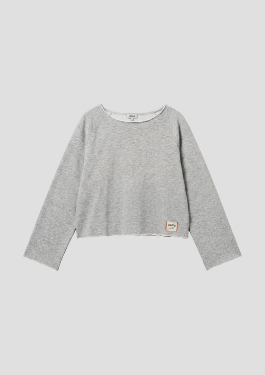 s.Oliver - Off Shoulder-Sweatshirt mit Logopatch - Farbe: Grau Meliert
