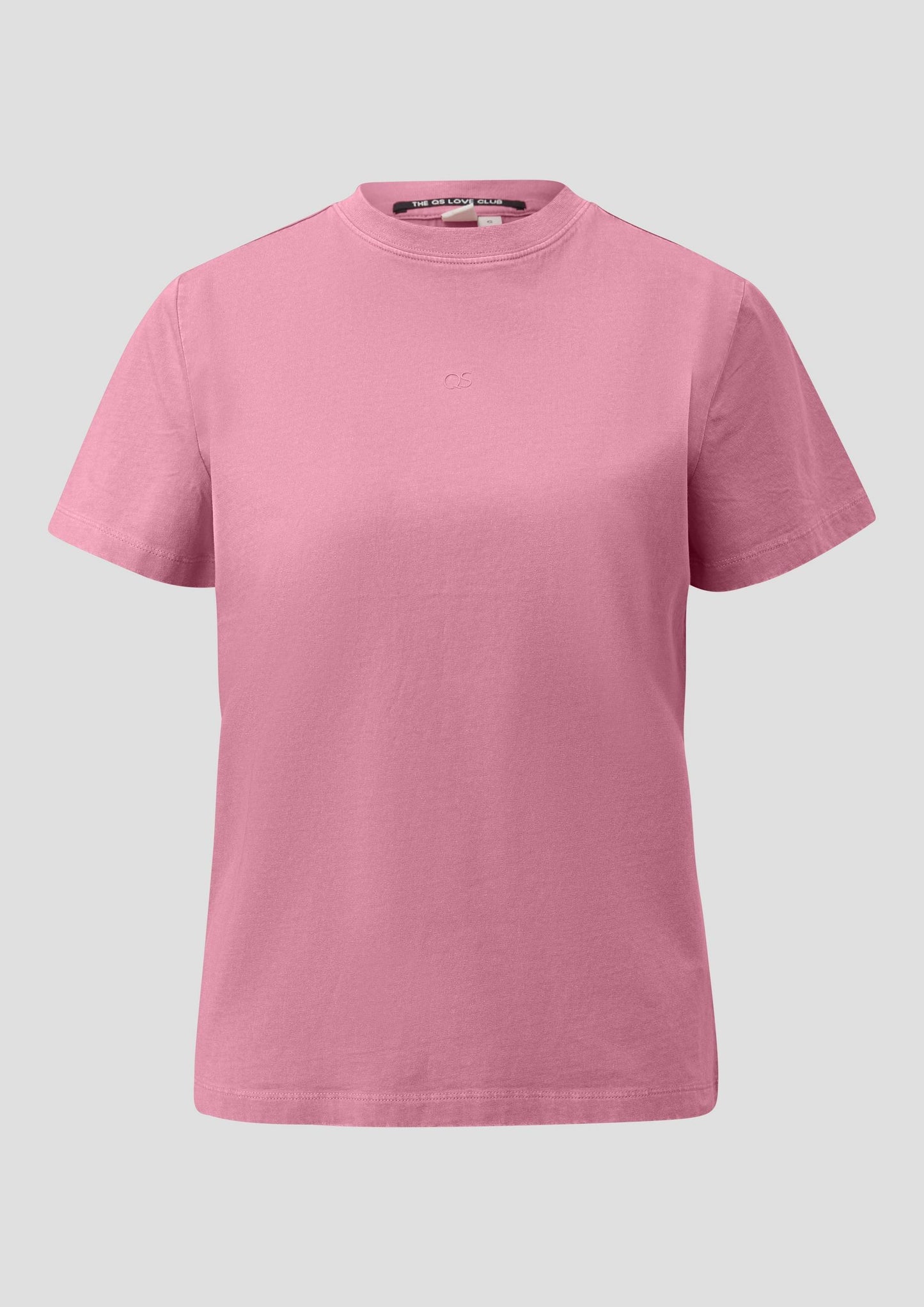 QS - Gewaschenes Baumwollshirt mit Logo-Print - Farbe: Rosa