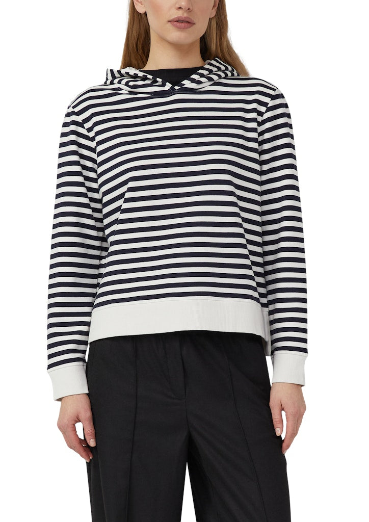 s.Oliver - Gestreiftes Sweatshirt aus Baumwollmix mit Kapuze - Farbe: Navy