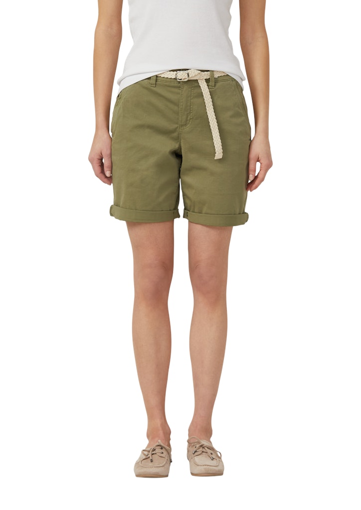 s.Oliver - Shorts mit geflochtenem Gürtel und Garment Dye - Farbe: Olivgruen
