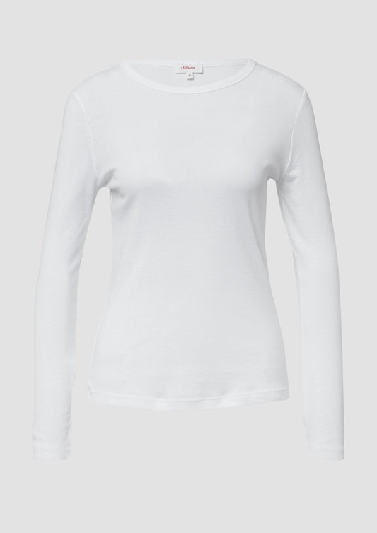 s.Oliver - Longsleeve im Slim Fit - Farbe: Weiß weiß