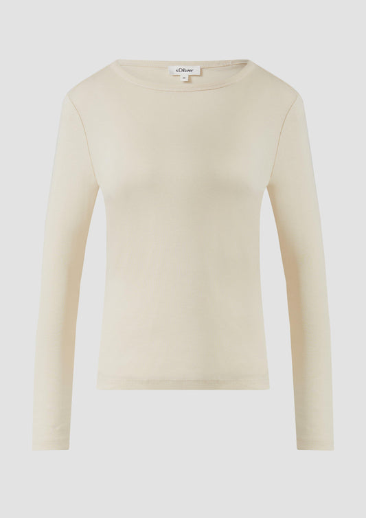 s.Oliver - Longsleeve im Slim Fit - Farbe: Beige beige