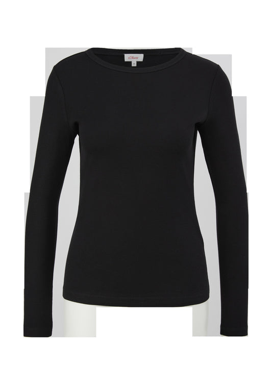 s.Oliver - Longsleeve im Slim Fit - Farbe: Schwarz schwarz