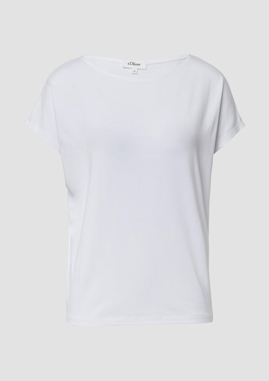 s.Oliver - Fließendes Jersey-Shirt mit überschnittenen Schultern - Farbe: Weiß weiß
