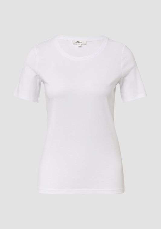 s.Oliver - T-Shirt aus Interlockjersey / Slim Fit - Farbe: Weiß weiß