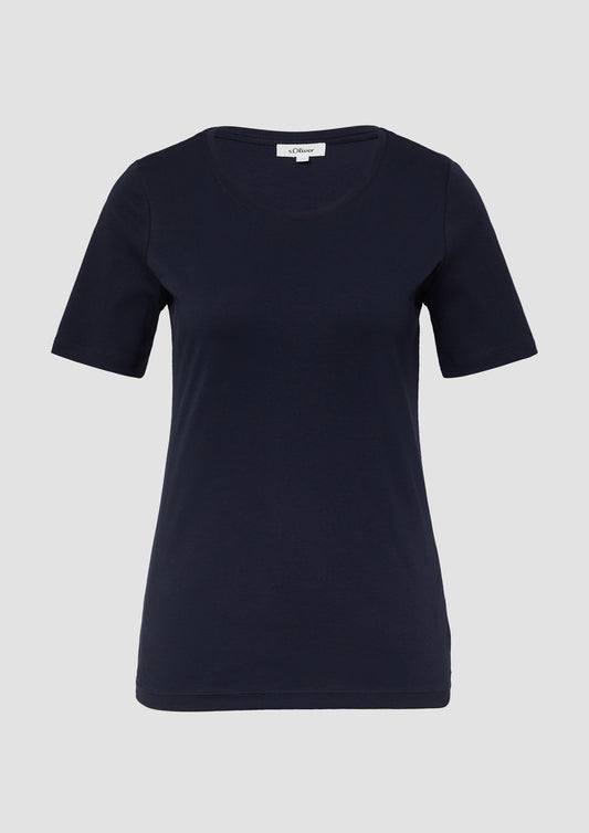 s.Oliver - T-Shirt aus Interlockjersey / Slim Fit - Farbe: Blau blau