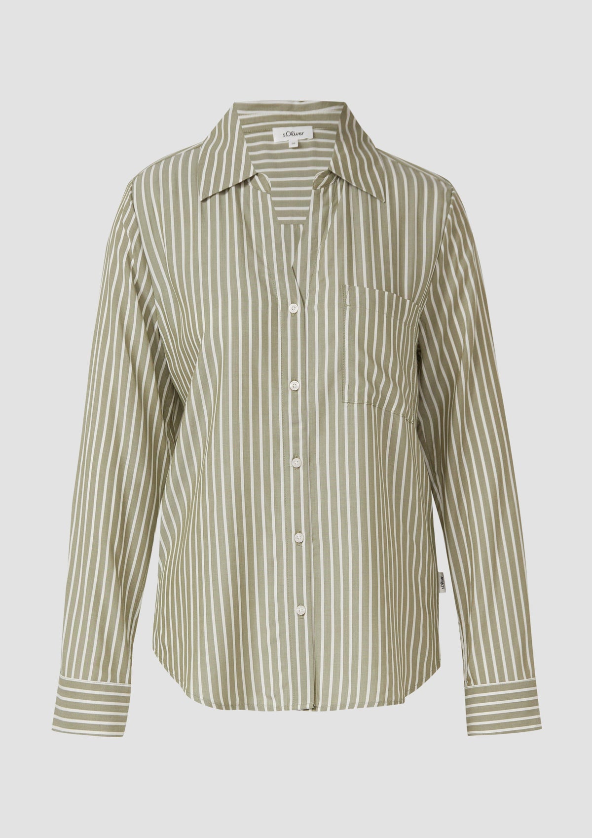 s.Oliver - Fließende Viskose-Bluse mit Turn-up - Farbe: Olive/Weiß olive, weiß