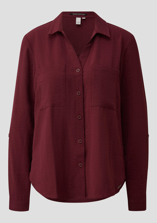 QS - Bluse mit Turn-up - Farbe: Rot rot