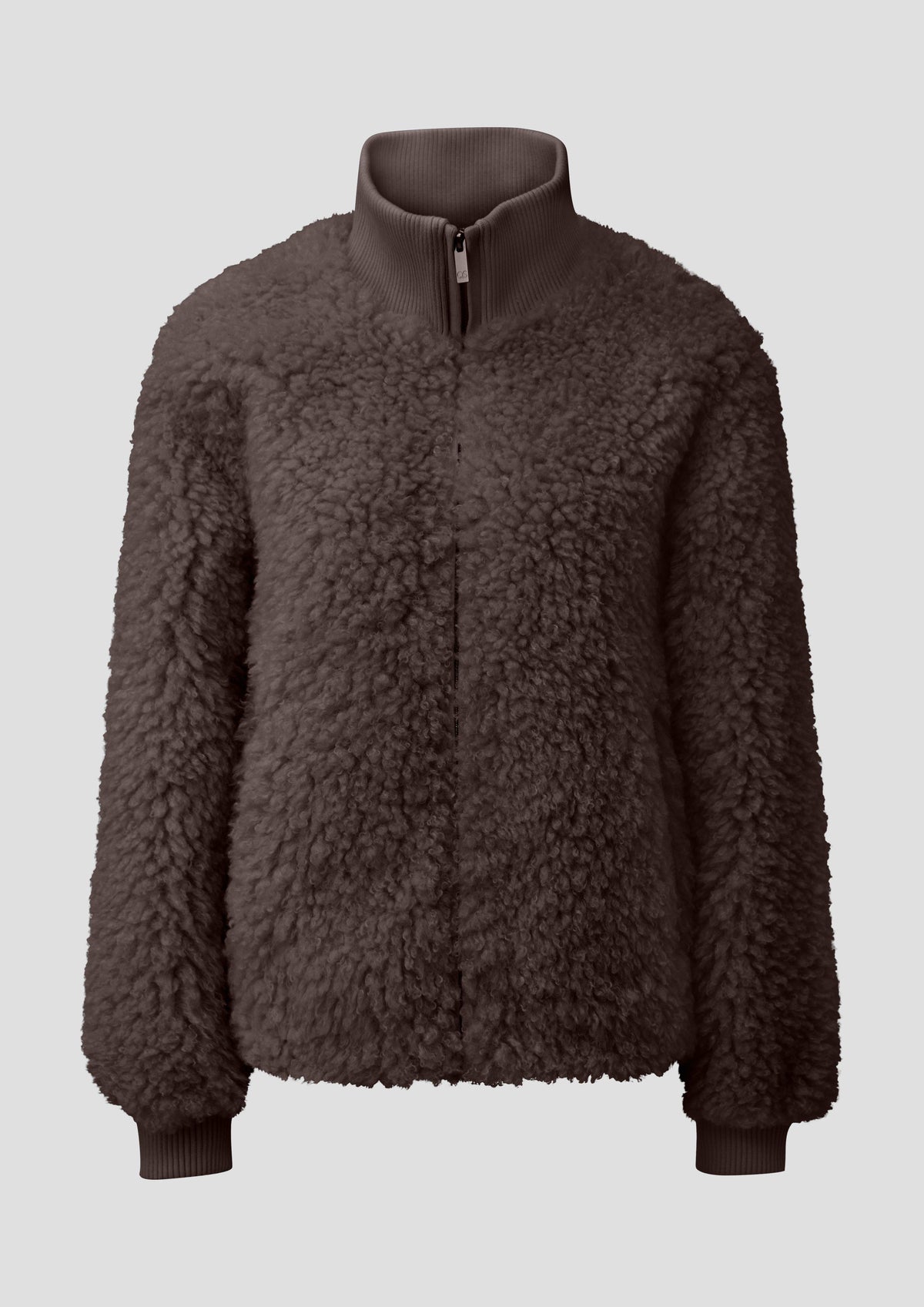 QS - Jacke in Felloptik mit Strickkragen - Farbe: Braun braun