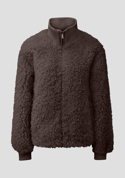 QS - Jacke in Felloptik mit Strickkragen - Farbe: Braun braun