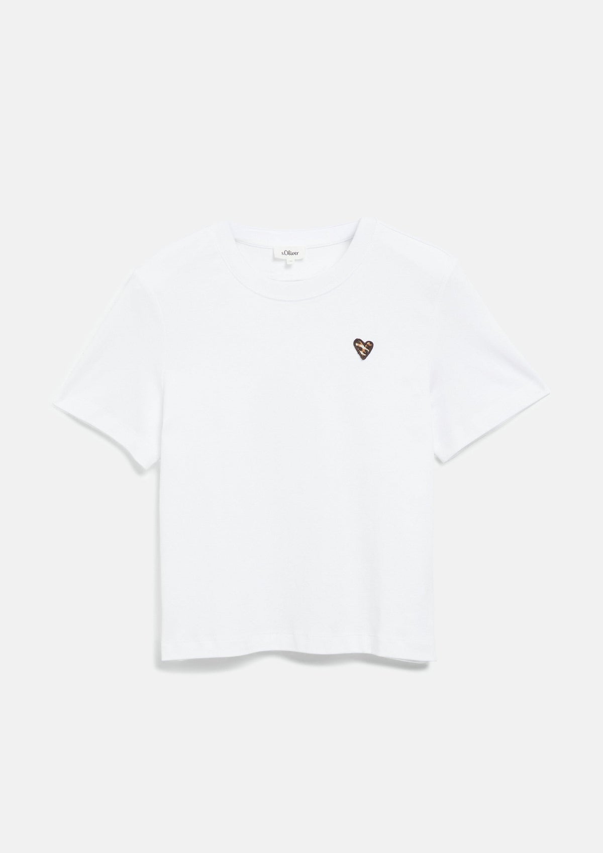 s.Oliver - T-Shirt mit Leo-Herz / Regular Fit - Farbe: Weiß weiß