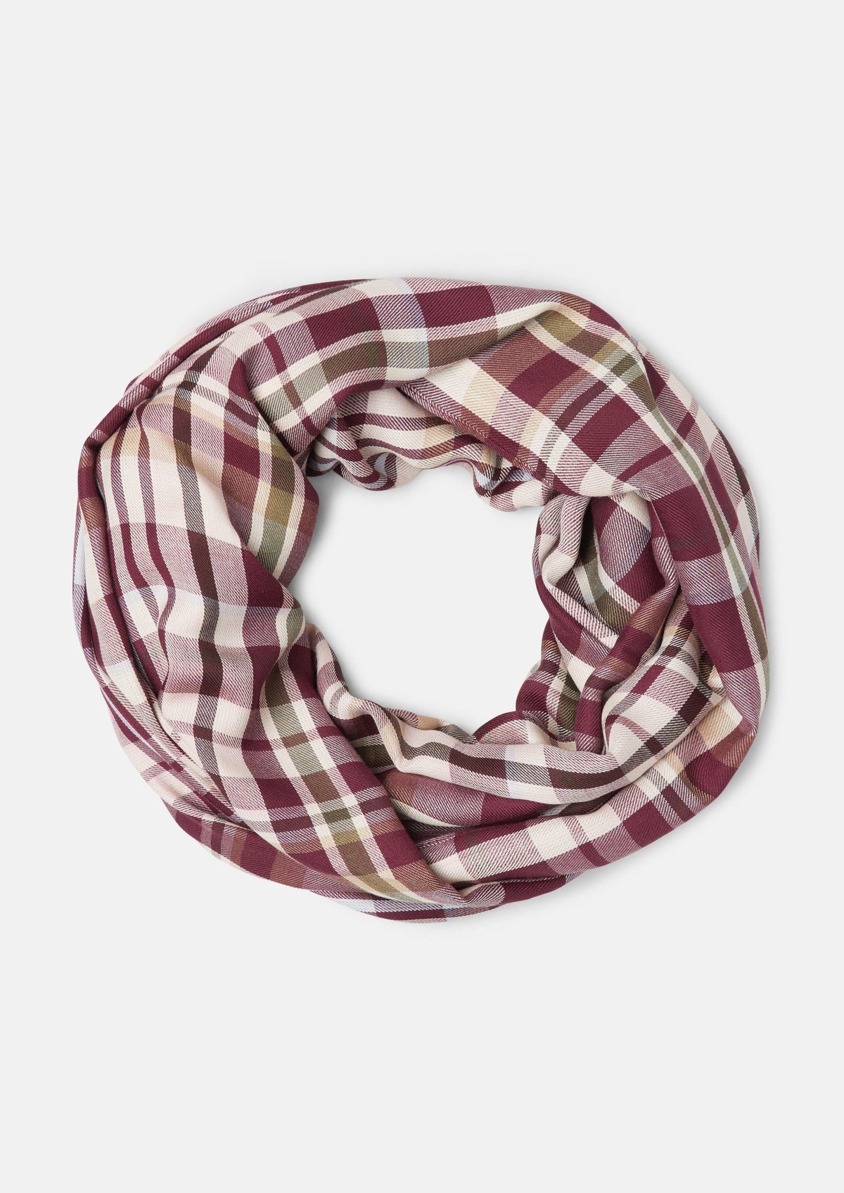 s.Oliver - Loop-Schal mit Karo-Muster - Farbe: Rot/Creme, mehrfarbig rot, creme, mehrfarbig