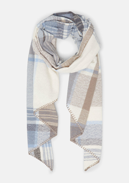 s.Oliver - Schal mit Karo-Muster - Farbe: Creme, mehrfarbig creme, mehrfarbig