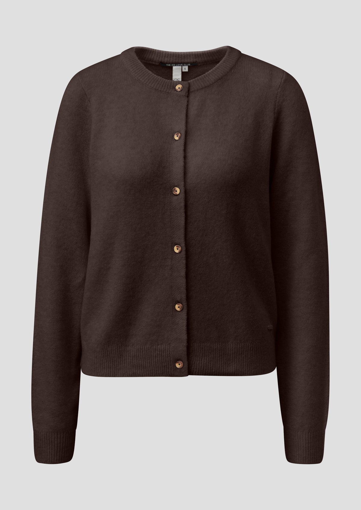 QS - Weiche Strickjacke mit Melange-Effekt - Farbe: Braun braun