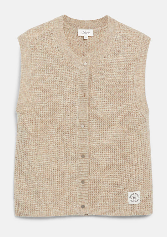 s.Oliver - Strickweste aus Alpakamix - Farbe: Beige beige