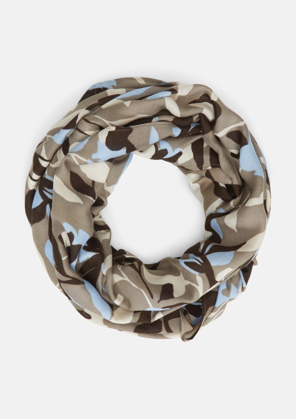 s.Oliver - Loop-Schal mit floralem All-over-Print - Farbe: Braun, mehrfarbig braun, mehrfarbig