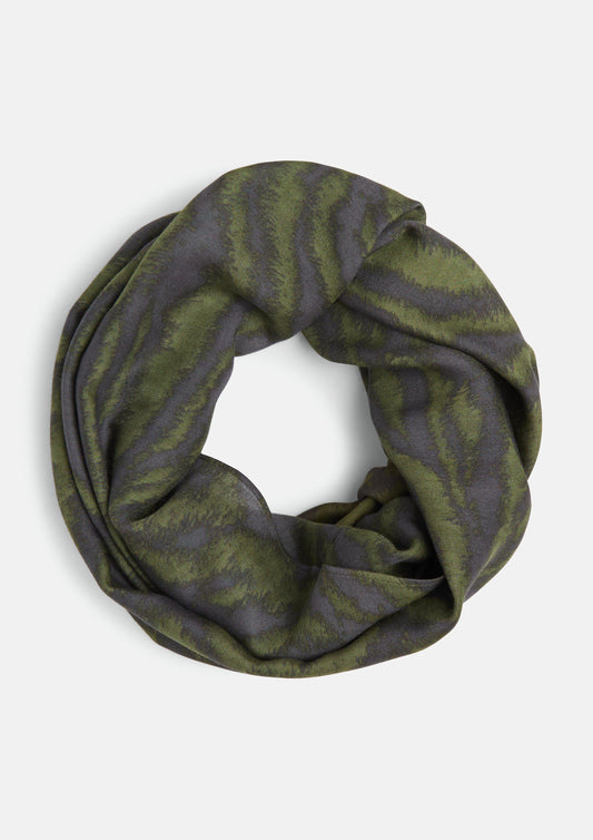 s.Oliver - Snood mit Animal-Muster und Artwork - Farbe: Olive/Grau olive, grau