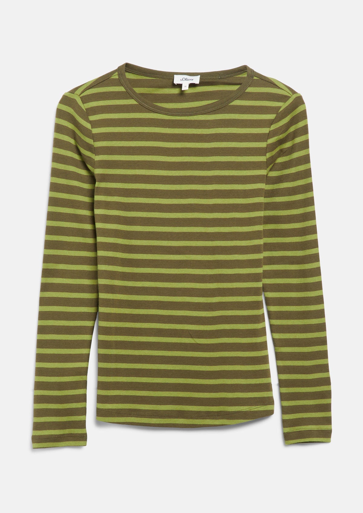 s.Oliver - Gestreiftes Longsleeve / Slim Fit - Farbe: Olive, Braun olive, braun
