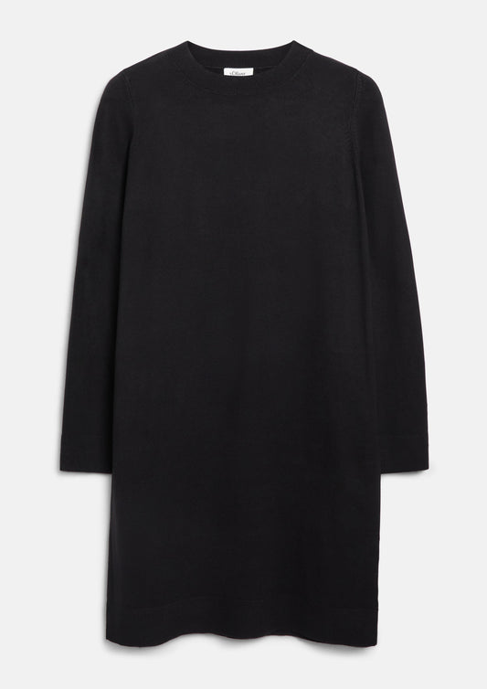 s.Oliver - Kleid mit Rundhalsausschnitt / Langarm - Farbe: Schwarz schwarz