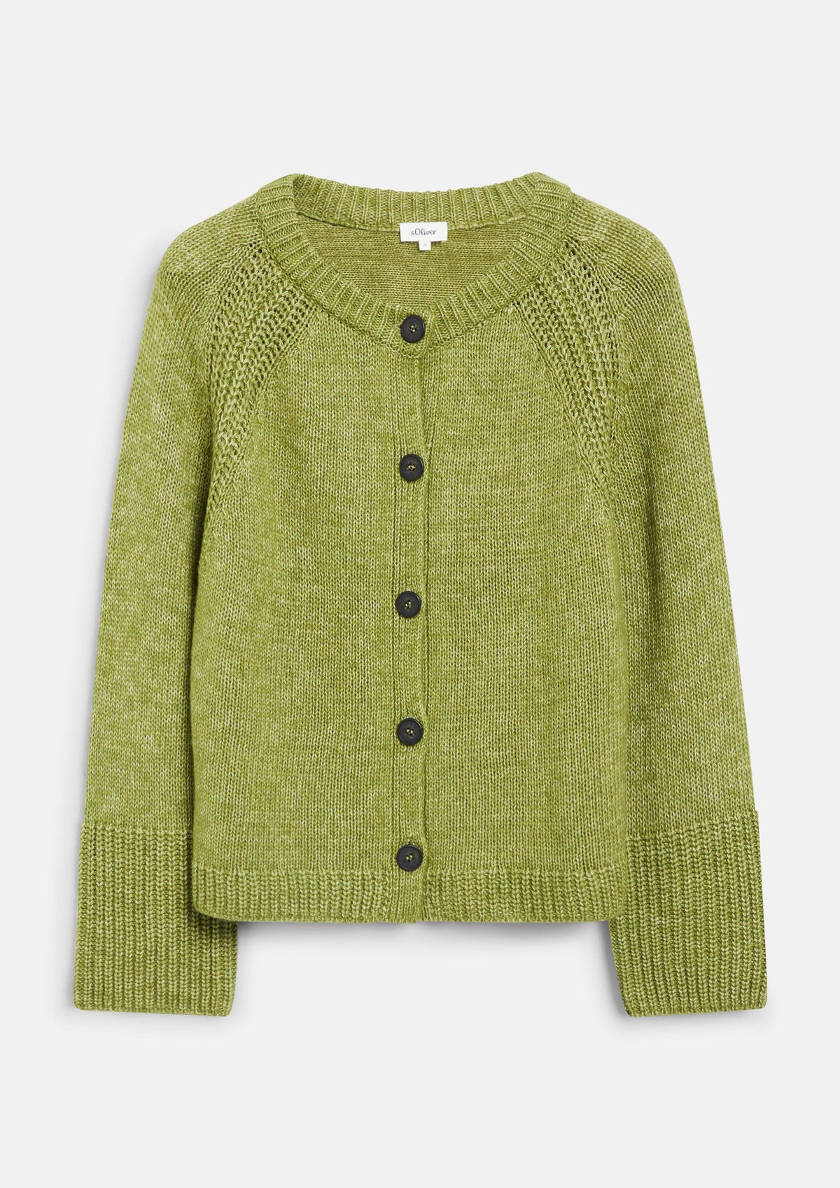 s.Oliver - Strickjacke mit Rundhalsausschnitt - Farbe: Grün grün