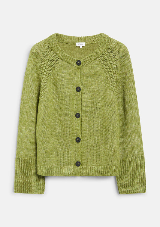 s.Oliver - Strickjacke mit Rundhalsausschnitt - Farbe: Grün grün