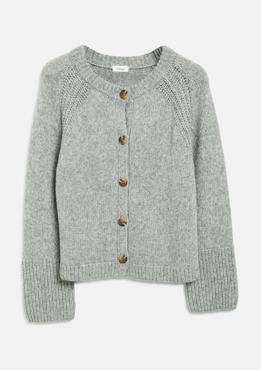 s.Oliver - Strickjacke mit Rundhalsausschnitt - Farbe: Grau grau