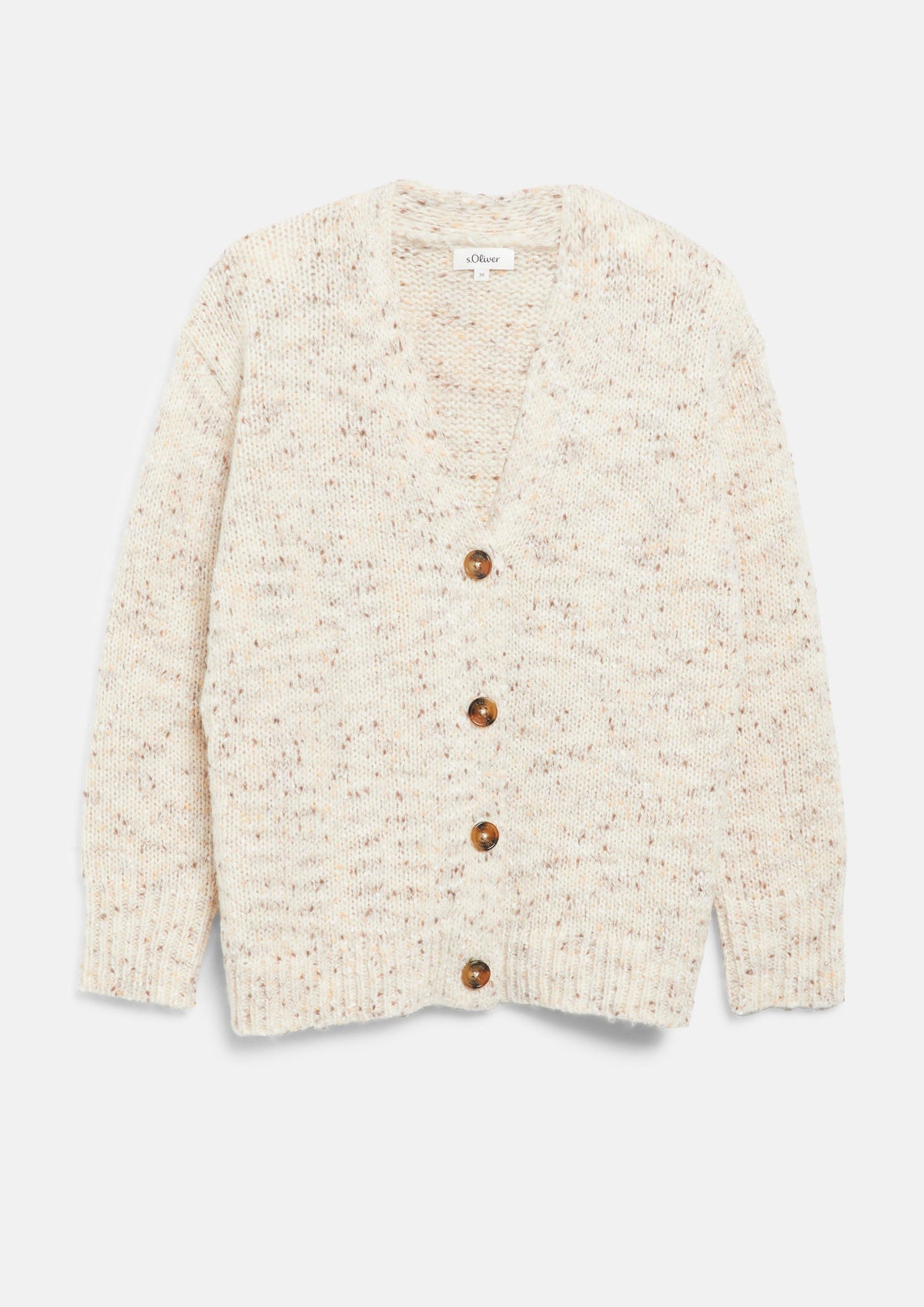 s.Oliver - Melierte Strickjacke / Relaxed Fit - Farbe: Beige beige