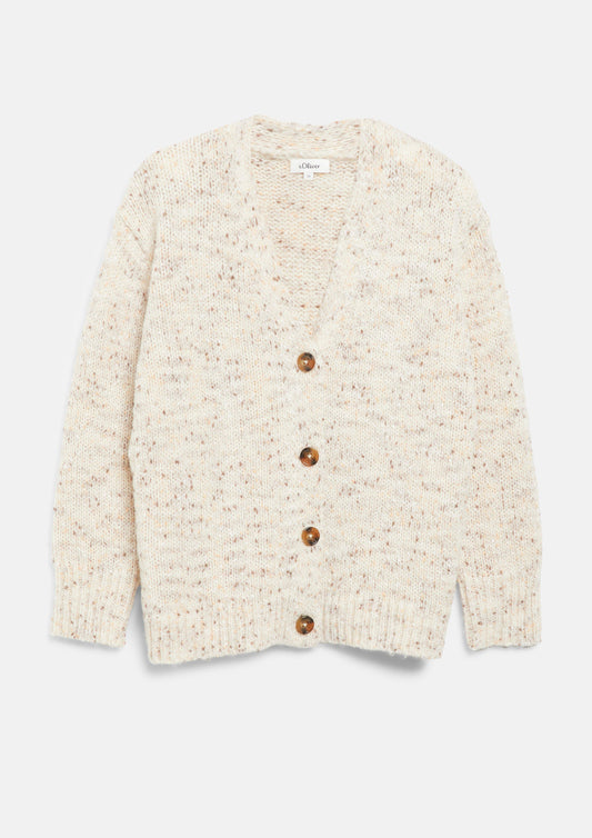 s.Oliver - Melierte Strickjacke / Relaxed Fit - Farbe: Beige beige