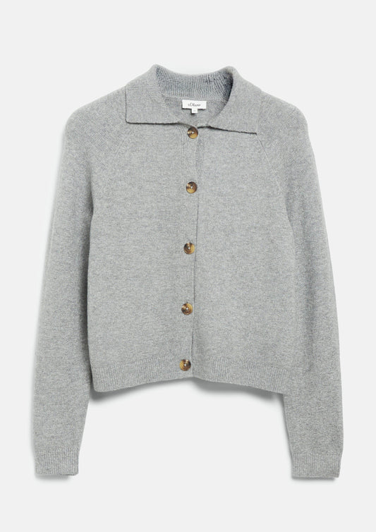 s.Oliver - Strickjacke mit Knopfleiste / Regular Fit - Farbe: Grau grau