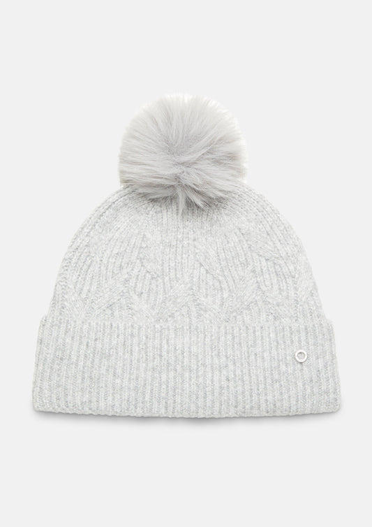 s.Oliver - Mütze mit Zopfmuster und Fleece-Futter - Farbe: Grau grau