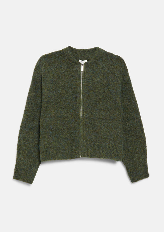 s.Oliver - Melierte Bouclé-Strickjacke - Farbe: Olive olive