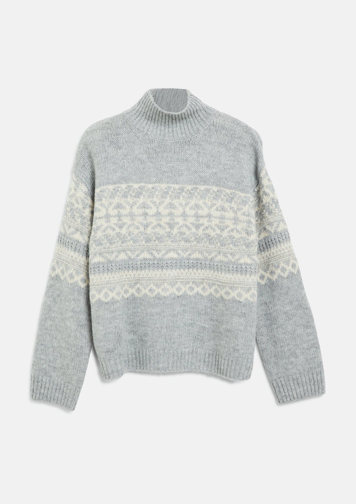 s.Oliver - Alpakamix-Pullover mit Norwegermuster - Farbe: Creme/Grau creme, grau