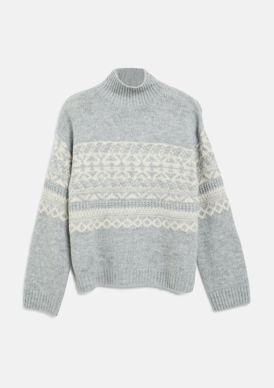 s.Oliver - Alpakamix-Pullover mit Norwegermuster - Farbe: Creme/Grau creme, grau