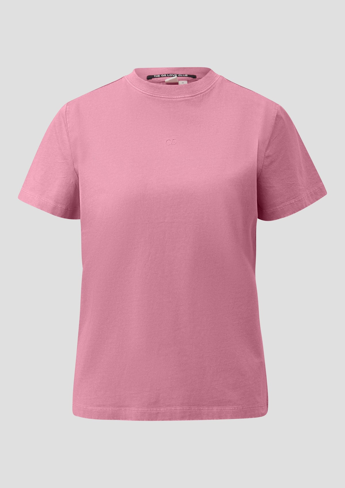 QS - Gewaschenes Baumwollshirt mit Logo-Print - Farbe: Pink pink