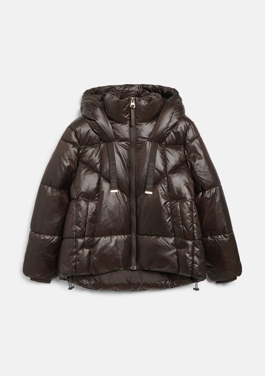 s.Oliver - Pufferjacke in glänzender Optik / Relaxed Fit - Farbe: Braun braun