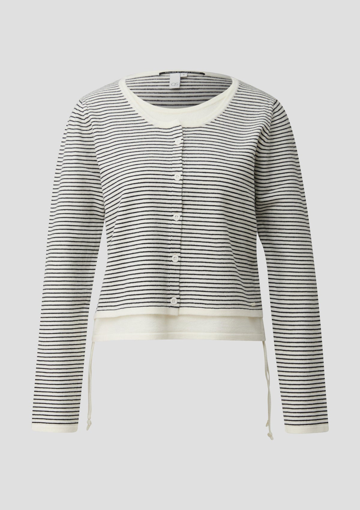 QS - 2-in-1 Ringelpullover mit Raffung - Farbe: Creme creme