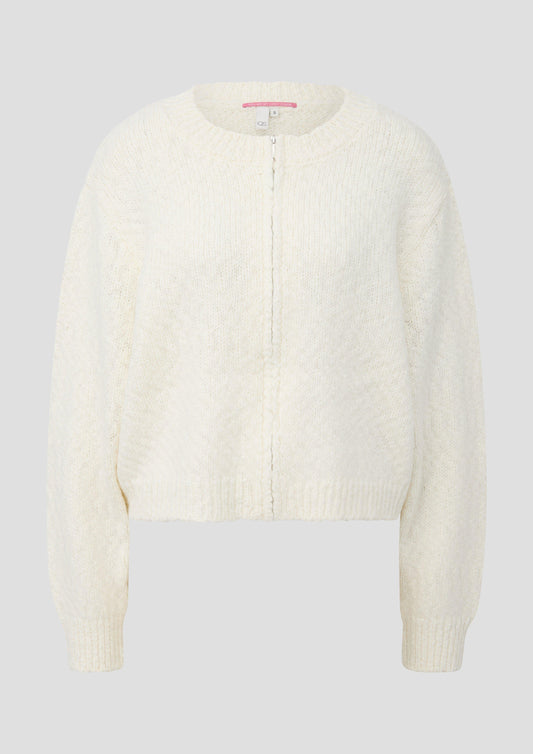 QS - Weiche Strickjacke mit Reißverschluss - Farbe: Creme creme