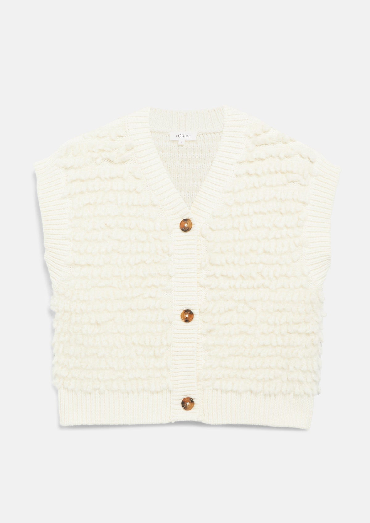 s.Oliver - Ärmellose Strickjacke mit Fransen - Farbe: Creme creme