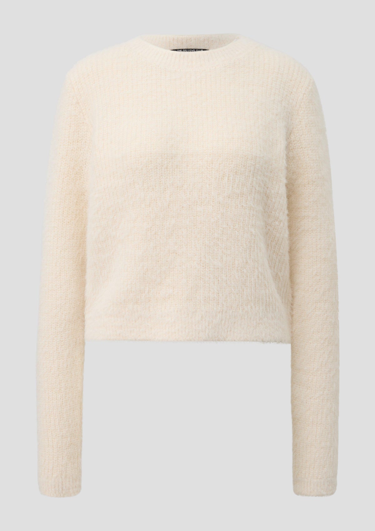QS - Flauschiger Rundhalspullover - Farbe: Beige beige