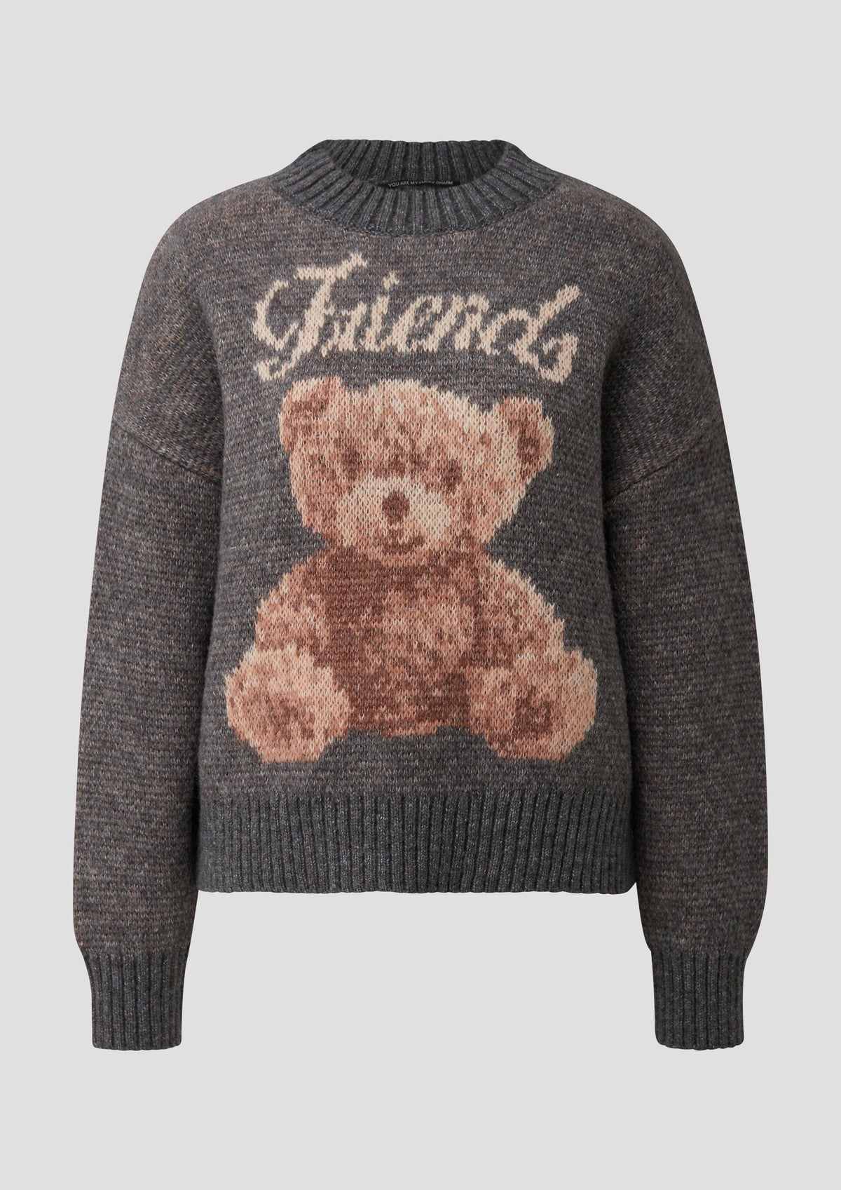 QS - Strickpullover mit überschnittenen Schultern - Farbe: Grau grau