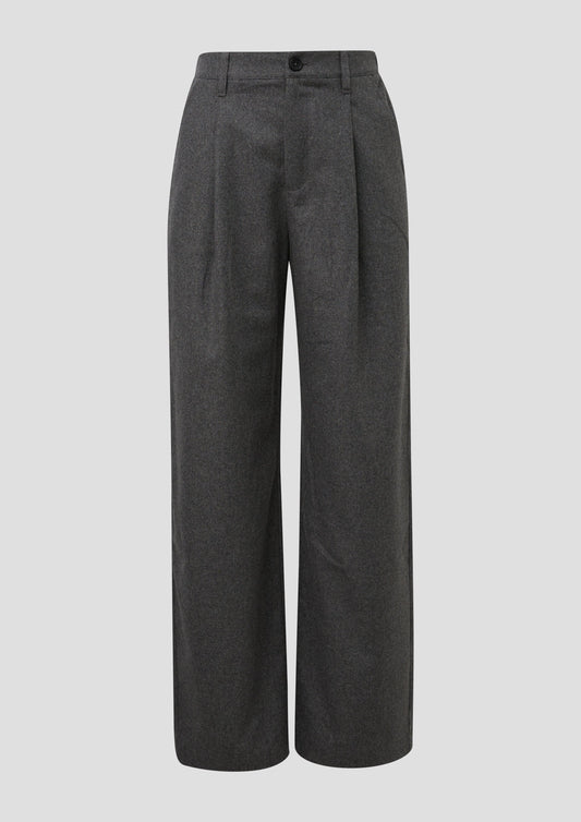 QS - Flanellhose aus Wollmix - Farbe: Grau grau