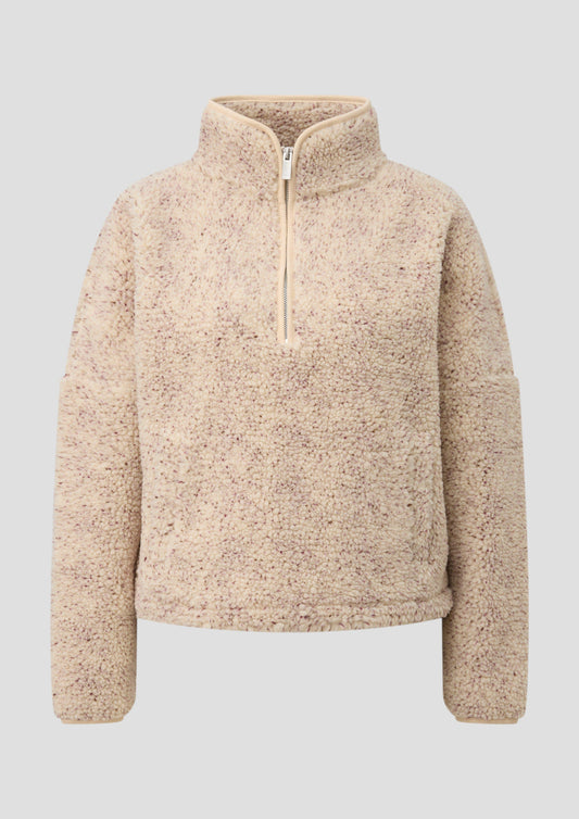 QS - Teddy Sweatshirt in Melangeoptik - Farbe: Beige beige