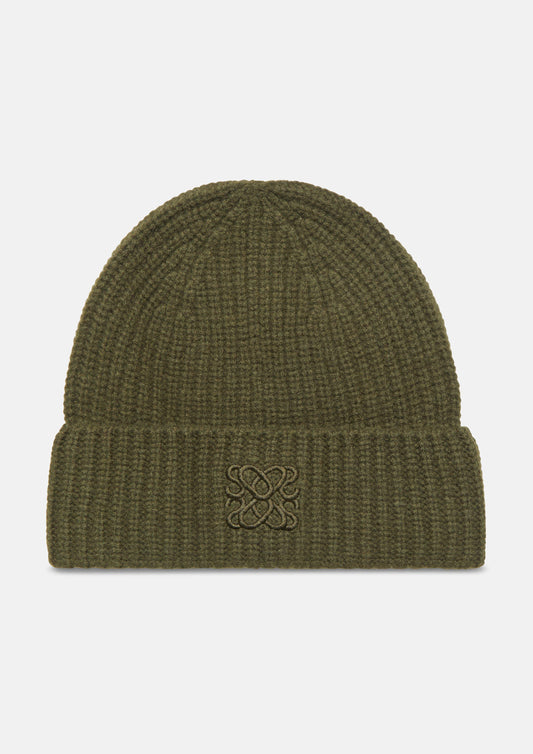 s.Oliver - Strickmütze mit Stickerei - Farbe: Olive olive