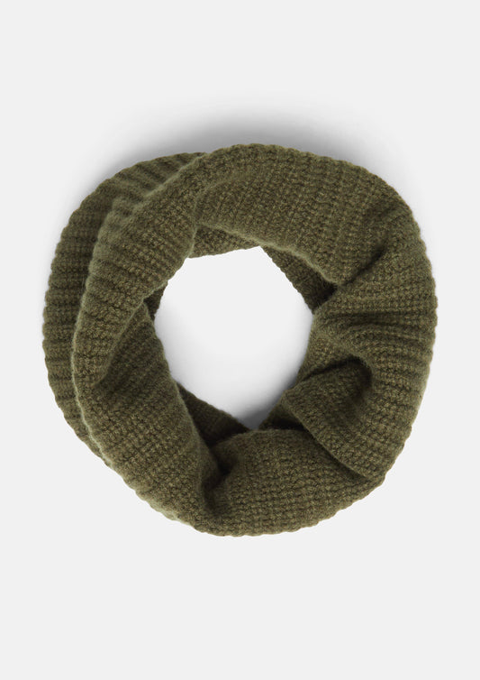 s.Oliver - Loop-Schal mit gestrickten Streifen - Farbe: Olive olive