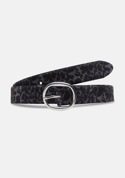 s.Oliver - Veloursledergürtel mit Animal-Muster - Farbe: Schwarz/Grau schwarz, grau